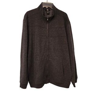 CK Calvin Klein Full Zip Sweater Cardigan Gray / Black Mens XXL 2XL EUC